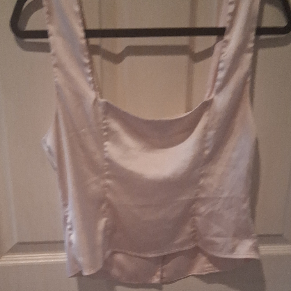 Forever 21 Ballet Pink Satin Button-Up Blouse - Picture 7 of 8